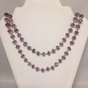 One Strand Large Purple Crystal Necklace